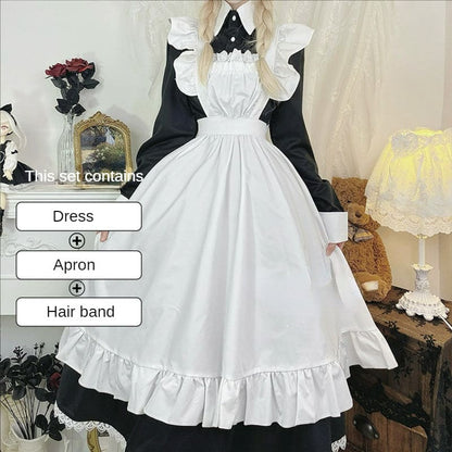 Sweet Classical Neko Maid Long Dress ON654 - M / Black Set