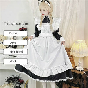 Sweet Classical Neko Maid Long Dress ON654 - M / Black Set