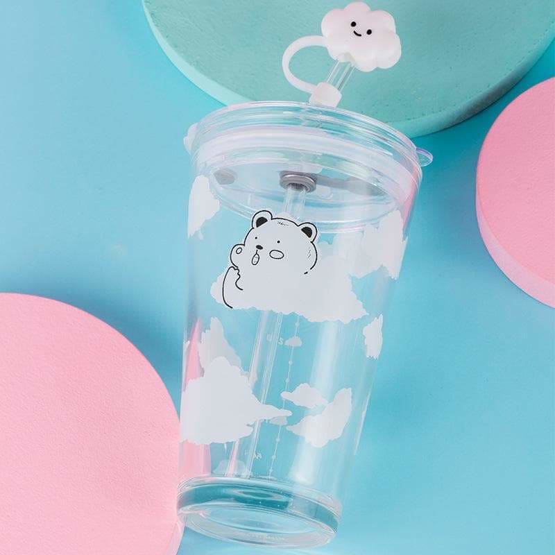 Sweet Clouds Bear Cute Transparent Cup MK16041 - Bottle