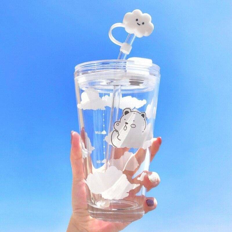 Sweet Clouds Bear Cute Transparent Cup MK16041 - Bottle