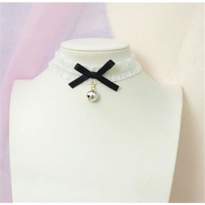 Sweet Cross Pendant Bownot Choker Cute Lolita Ribbon Chain Necklace MK079 - KawaiiMoriStore