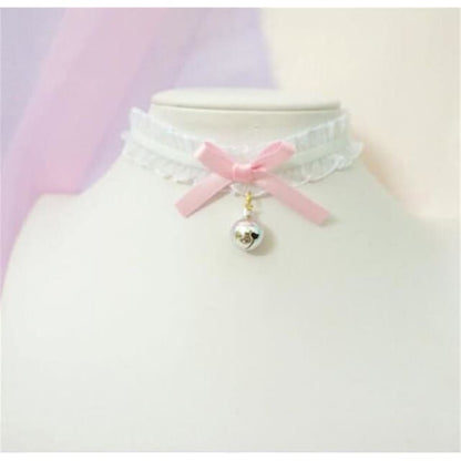 Sweet Cross Pendant Bownot Choker Cute Lolita Ribbon Chain Necklace MK079 - KawaiiMoriStore