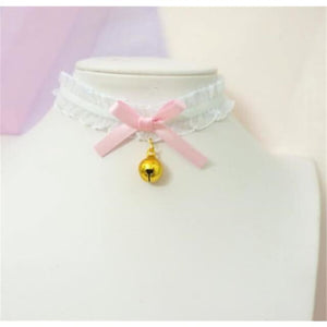 Sweet Cross Pendant Bownot Choker Cute Lolita Ribbon Chain Necklace MK079 - KawaiiMoriStore