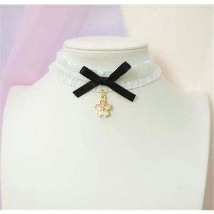 Sweet Cross Pendant Bownot Choker Cute Lolita Ribbon Chain Necklace MK079 - KawaiiMoriStore