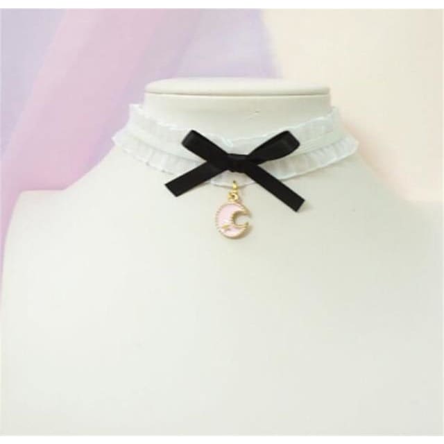 Sweet Cross Pendant Bownot Choker Cute Lolita Ribbon Chain Necklace MK079 - KawaiiMoriStore