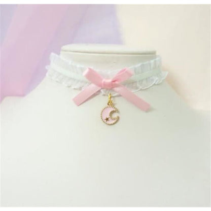 Sweet Cross Pendant Bownot Choker Cute Lolita Ribbon Chain Necklace MK079 - KawaiiMoriStore