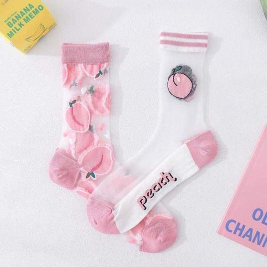 Sweet Cute Peach Socks MM1142 - KawaiiMoriStore