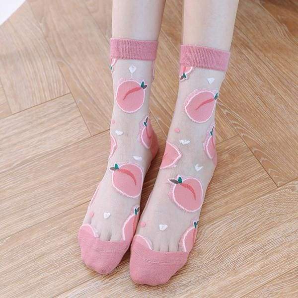 Sweet Cute Peach Socks MM1142 - KawaiiMoriStore