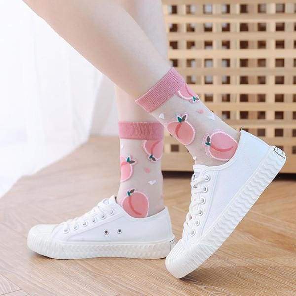 Sweet Cute Peach Socks MM1142 - KawaiiMoriStore