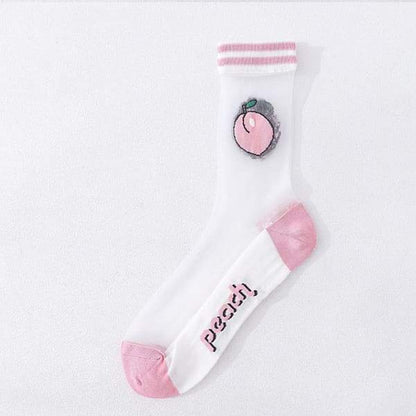 Sweet Cute Peach Socks MM1142 - KawaiiMoriStore