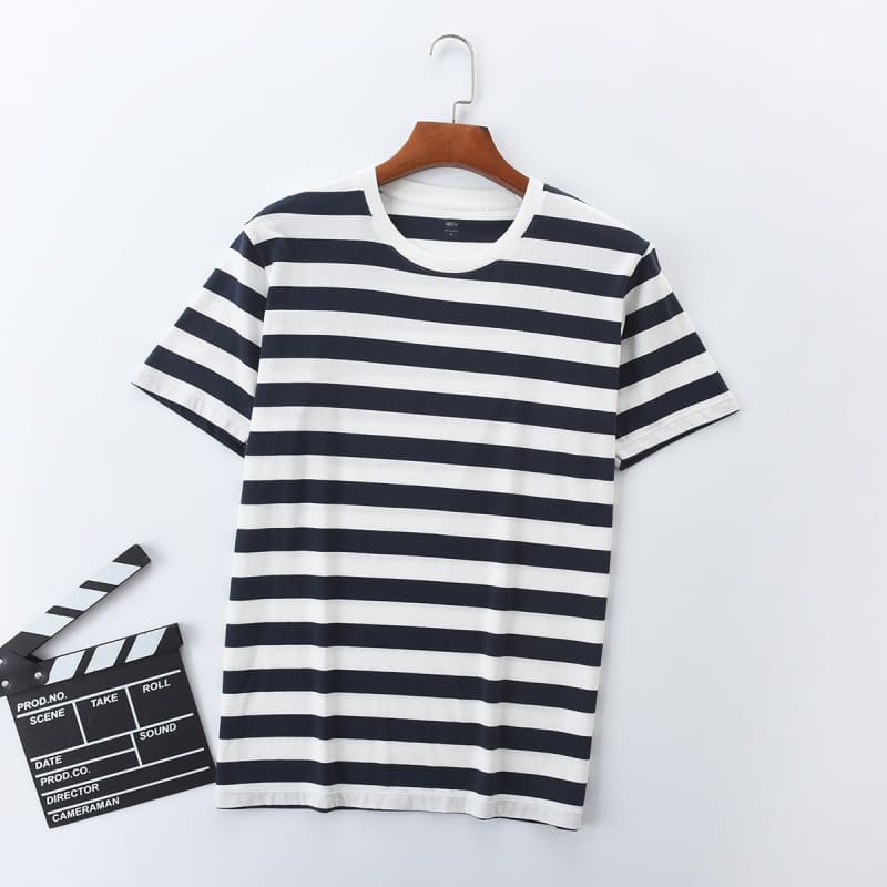 Sweet Cute Striped O-neck Short Sleeve T-shirts MK15835 - 