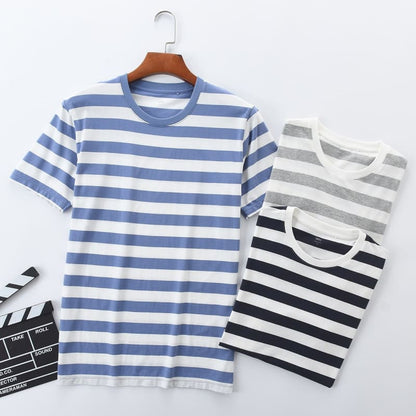 Sweet Cute Striped O-neck Short Sleeve T-shirts MK15835 - 