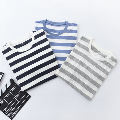 Sweet Cute Striped O-neck Short Sleeve T-shirts MK15835 - 