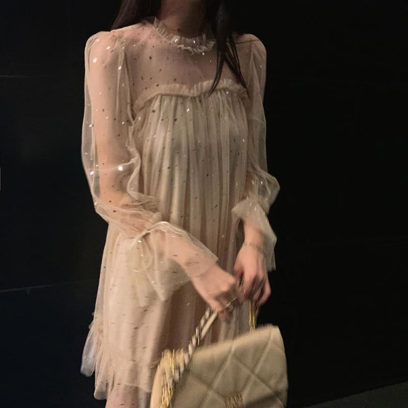 Sweet Dreamy Mesh Sequined Dress MK15544 - KawaiiMoriStore