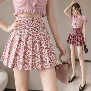 Sweet Floral A-line Pleated Skirt MK15096 - KawaiiMoriStore