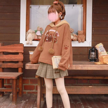 Sweet Little Bear Ears Hoodie Pullover MK0826 - KawaiiMoriStore