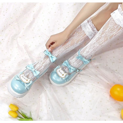 Sweet Lolita Low Heels Bowknot Square  Buckle Straps  Cosplay Shoes MK15580 - KawaiiMoriStore