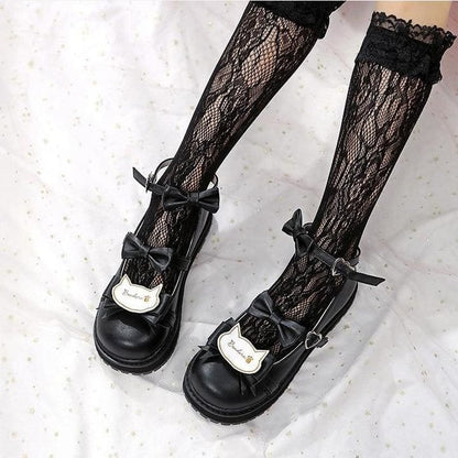 Sweet Lolita Low Heels Bowknot Square  Buckle Straps  Cosplay Shoes MK15580 - KawaiiMoriStore