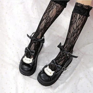 Sweet Lolita Low Heels Bowknot Square  Buckle Straps  Cosplay Shoes MK15580 - KawaiiMoriStore