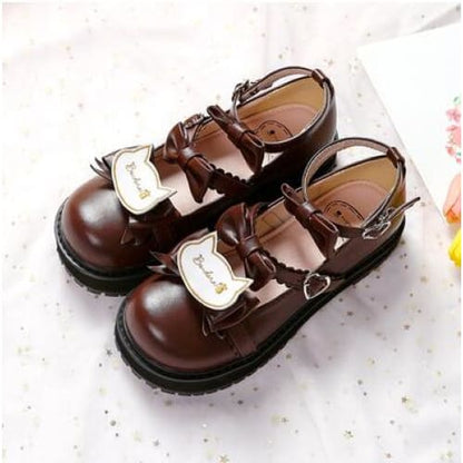 Sweet Lolita Low Heels Bowknot Square  Buckle Straps  Cosplay Shoes MK15580 - KawaiiMoriStore