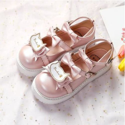 Sweet Lolita Low Heels Bowknot Square  Buckle Straps  Cosplay Shoes MK15580 - KawaiiMoriStore