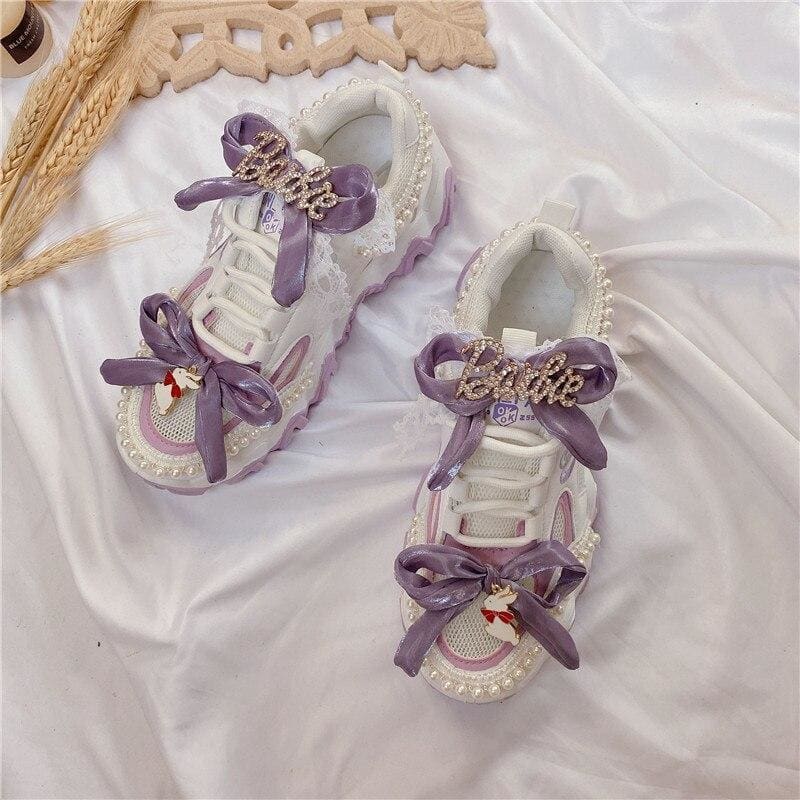 Sweet Lolita Purple Bowknot Platform Sneakers MK15373 - KawaiiMoriStore