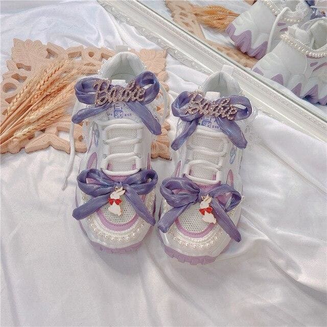 Sweet Lolita Purple Bowknot Platform Sneakers MK15373 - KawaiiMoriStore