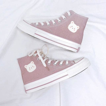 Sweet Lolita Rabbit Bear Print Canvas Shoes MK15501 - KawaiiMoriStore