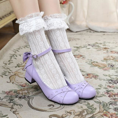 Sweet Lolita Round Head Shallow Mouth Bandage High Heel Shoes MK15328 - KawaiiMoriStore