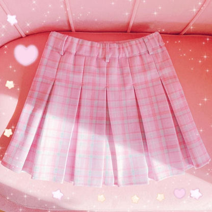 Sweet Love Cute Girl Pink Pleated Skirt MK15567 - KawaiiMoriStore