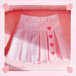 Sweet Love Cute Girl Pink Pleated Skirt MK15567 - KawaiiMoriStore