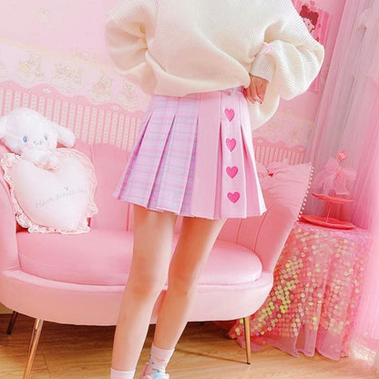 Sweet Love Cute Girl Pink Pleated Skirt MK15567 - KawaiiMoriStore