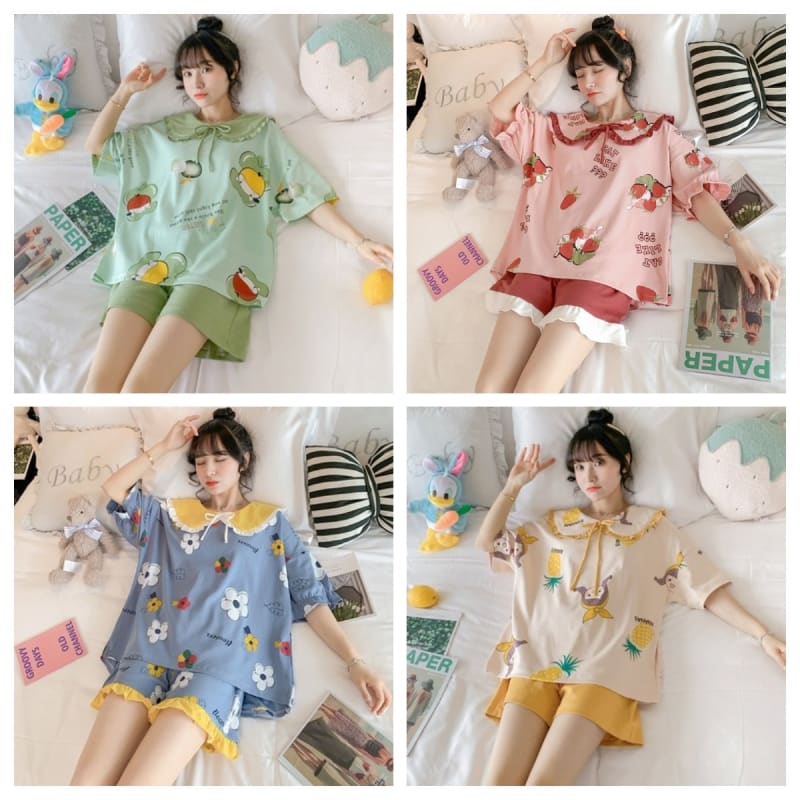 Sweet Pair Of Short Sleeved Pyjamas MK15125 - KawaiiMoriStore