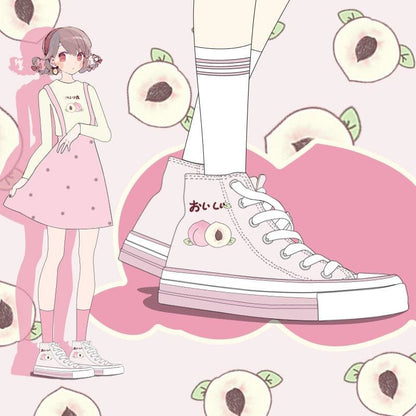 Sweet Peach Canvas Shoes MK15061 - KawaiiMoriStore