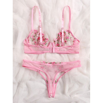 Sweet Pink Cute Floral Lingerie - Pink / S - Lingerie