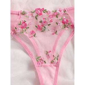Sweet Pink Cute Floral Lingerie - Lingerie