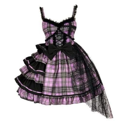 Sweet Plaided Bow Tie Halter Neck Lolita Dress Suit MM0650 - KawaiiMoriStore