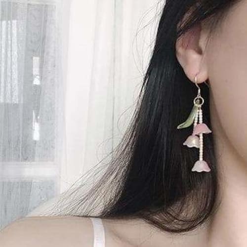 Sweet Pretty Pink Flowers Cute Earrings SS1766 - 