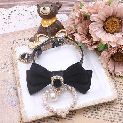 Sweet Princess Style Cute Pink Black Bow Heart Necklace