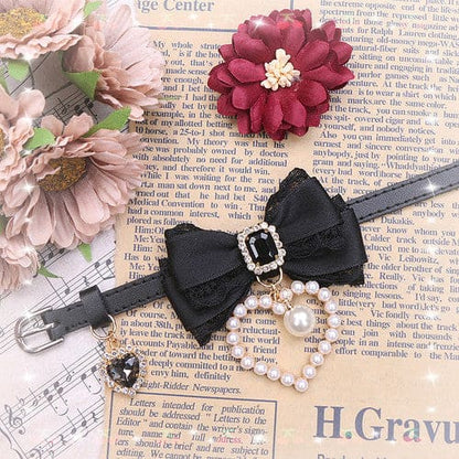 Sweet Princess Style Cute Pink Black Bow Heart Necklace