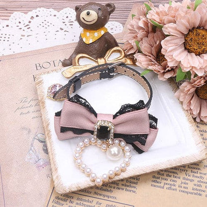 Sweet Princess Style Cute Pink Black Bow Heart Necklace