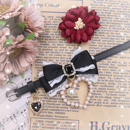 Sweet Princess Style Cute Pink Black Bow Heart Necklace