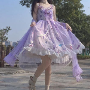 Sweet Purple Bow Lolita Dress MK15420 - KawaiiMoriStore