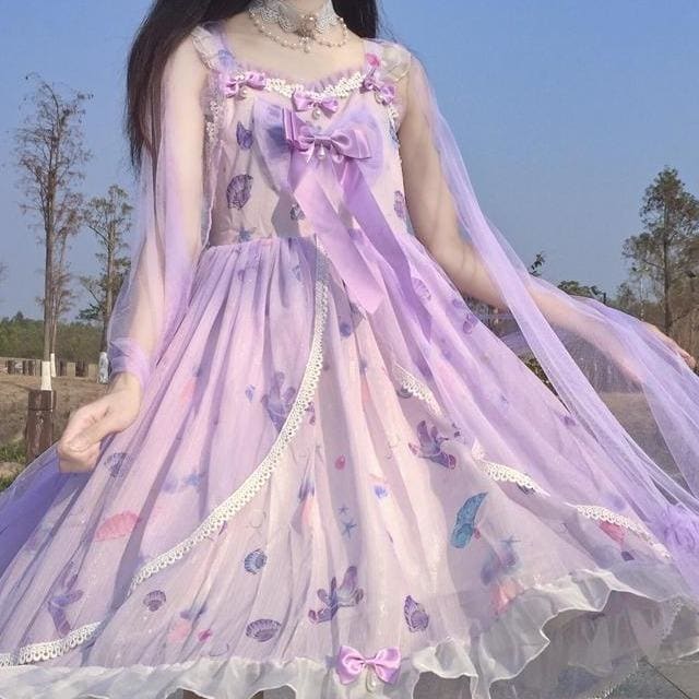 Sweet Purple Bow Lolita Dress MK15420 - KawaiiMoriStore
