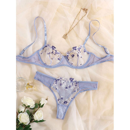 Sweet Purple Cute Floral Lingerie - Purple / S - lingerie