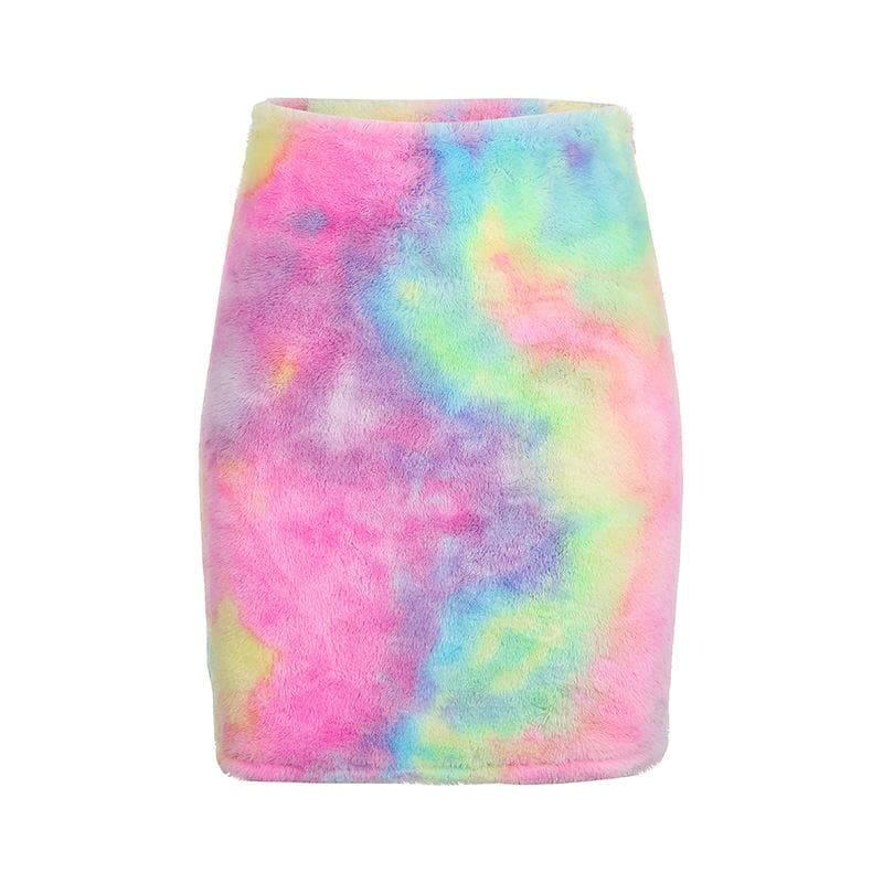 Sweet Rainbow Fluffy Lingerie Skirt Set MK14443 - Lingerie