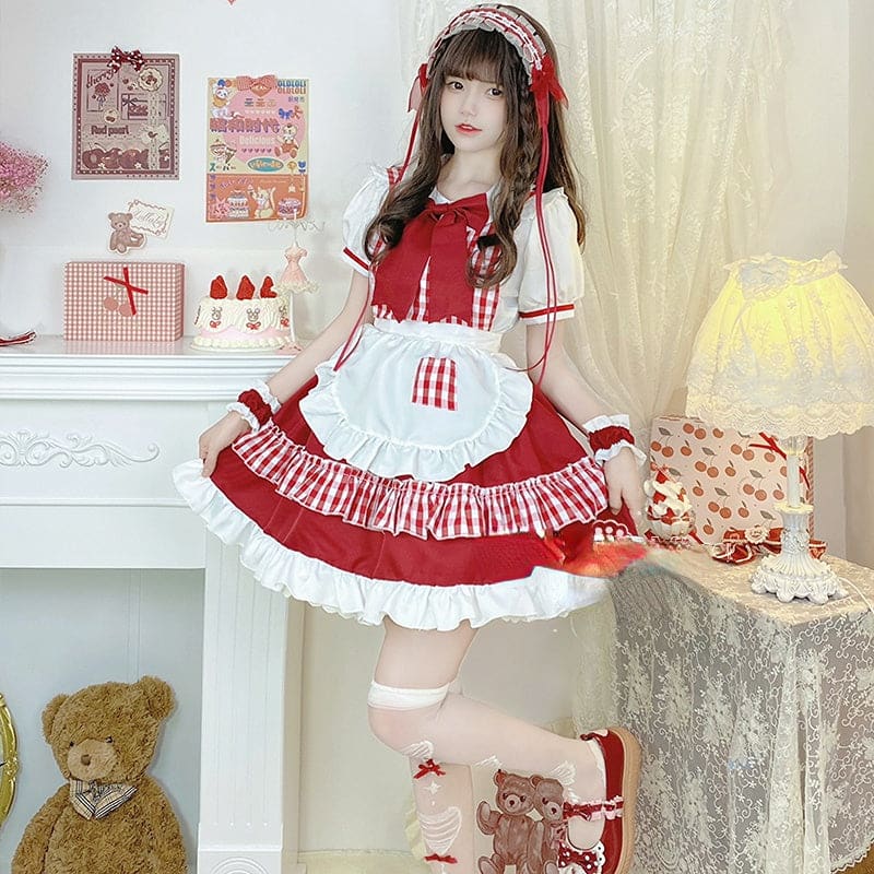 Sweet Red Lolita Cute Princess Maid Dress ON650 - dress