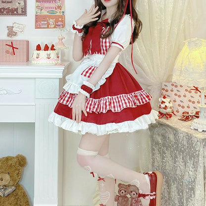 Sweet Red Lolita Cute Princess Maid Dress ON650 - dress