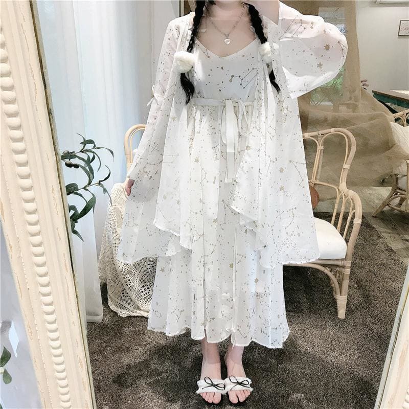 Sweet Starbright Lolita Slip Dress+Sun Protection Coat MK15812 - KawaiiMoriStore