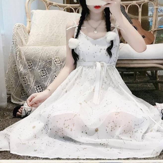 Sweet Starbright Lolita Slip Dress+Sun Protection Coat MK15812 - KawaiiMoriStore